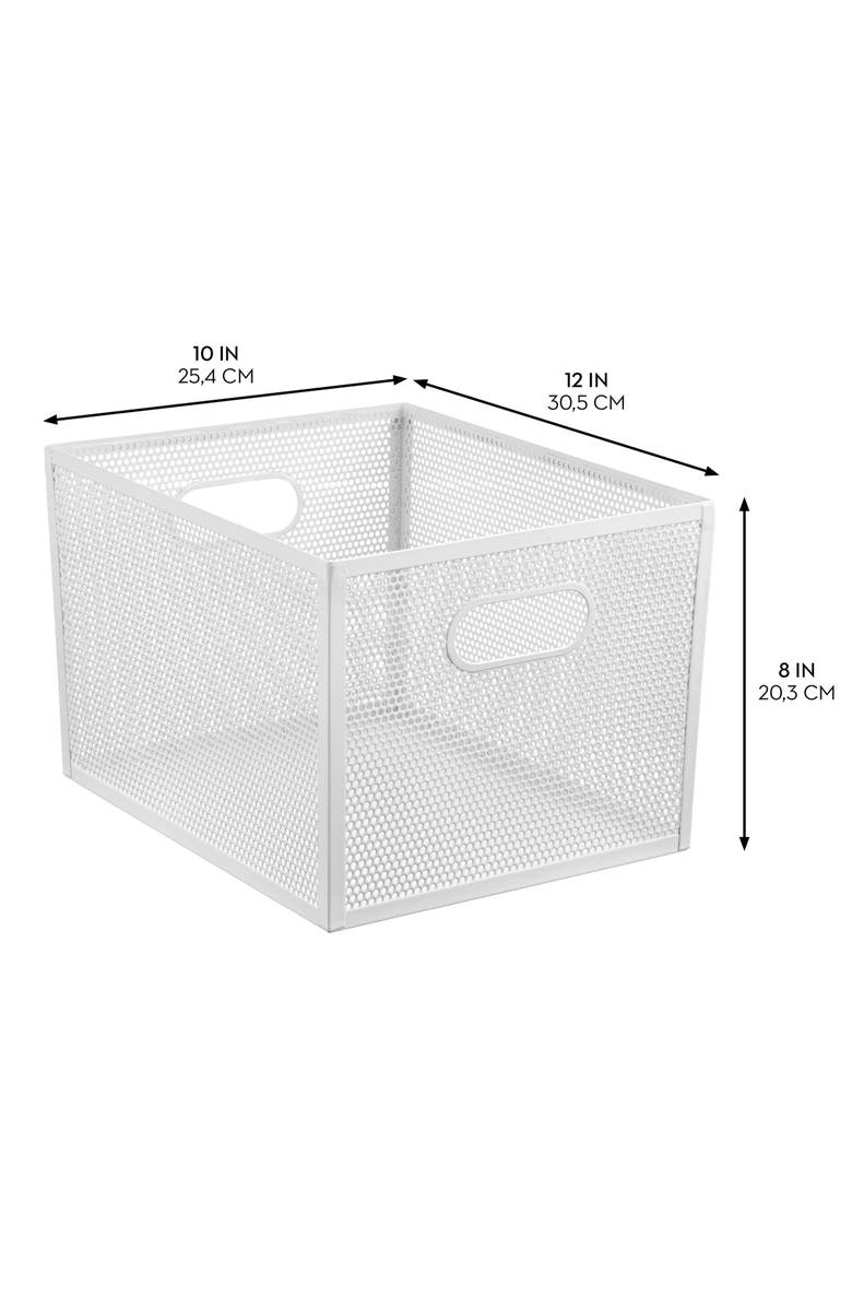 mDesign Perforated Metal Storage Bin with Handles for Kitchen and Pantry - Set of 2 - Matte White, Alternate, color, White