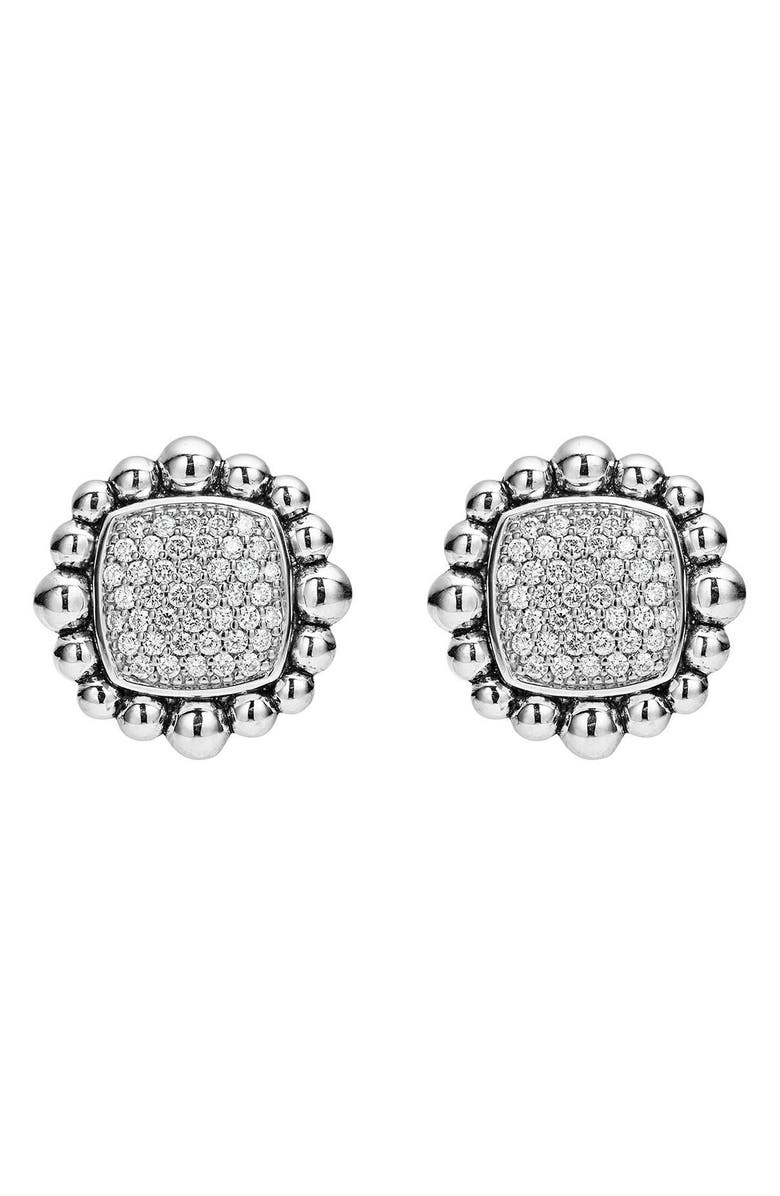 LAGOS Sterling Silver 18K Gold Post Square Omega Post Clip Earrings, Alternate, color, 