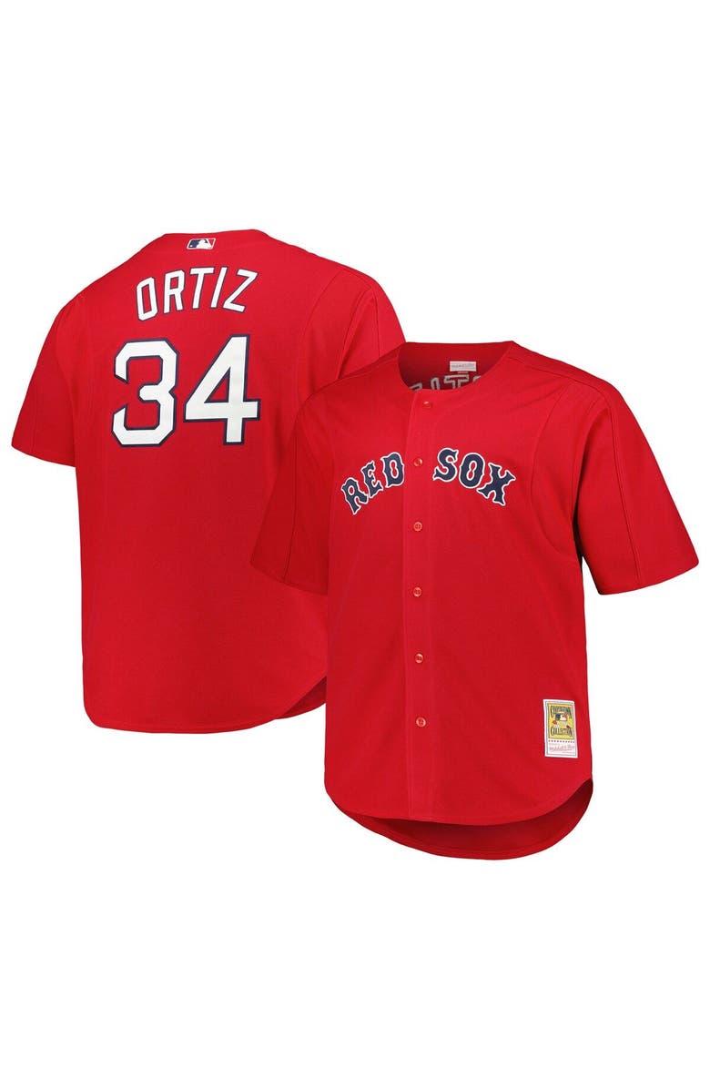 Mitchell & Ness Men's Mitchell & Ness David Ortiz Red Boston Red Sox Big & Tall Cooperstown Collection Batting Practice Replica Jersey, Main, color, Red