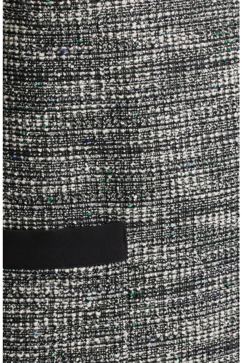 Bow Detail Bouclé Tweed Dress, Alternate, color, BLACK WHITE