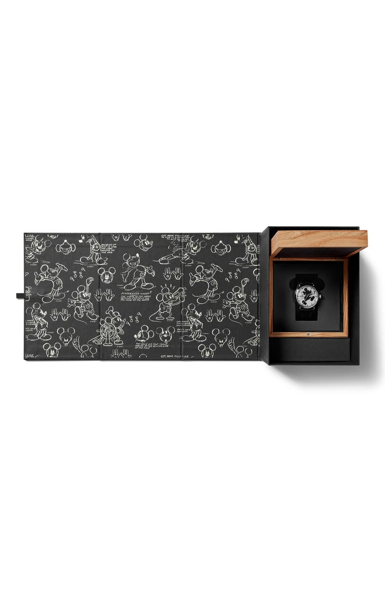 Shinola x Disney Runwell Mickey Classic Leather Strap Watch, 36mm, Alternate, color, 