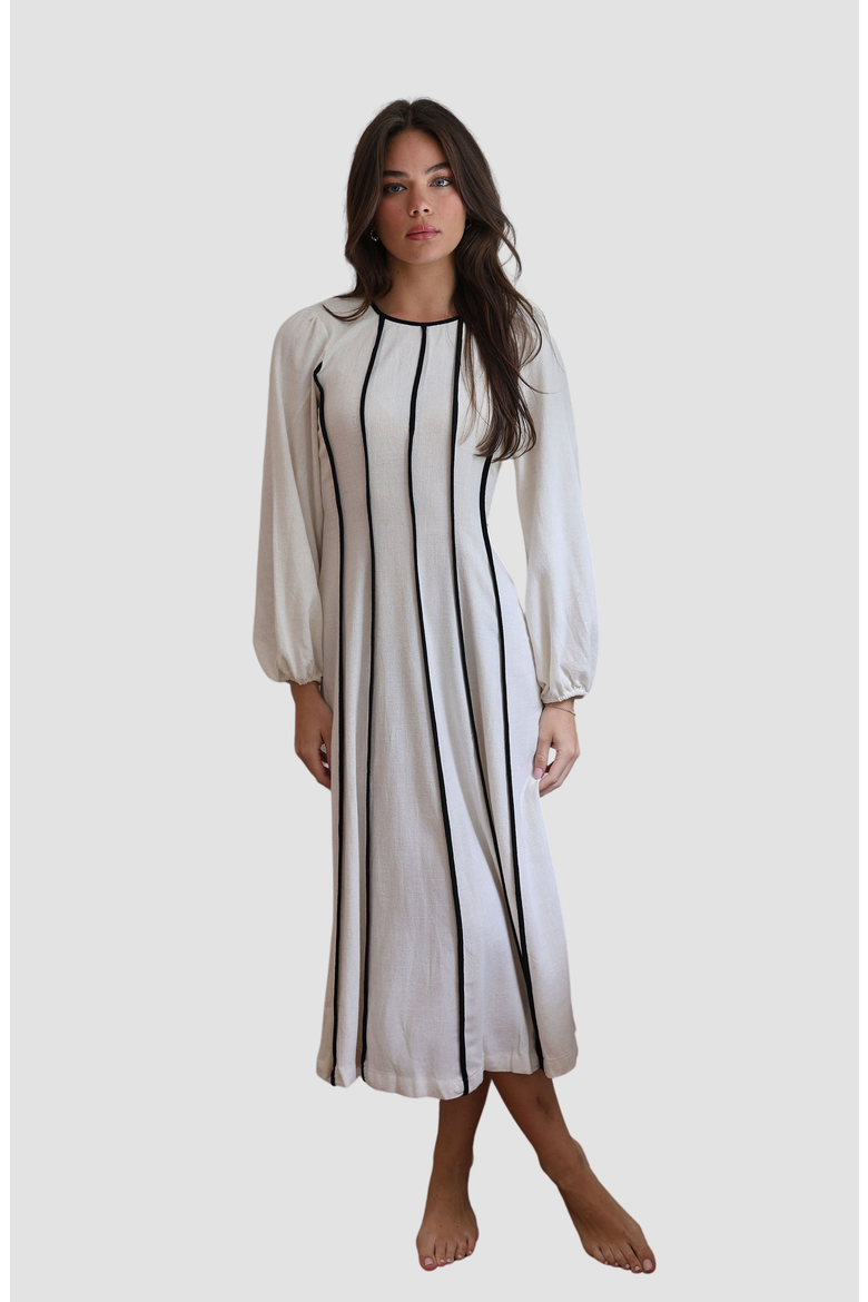 Maven Dress, Main, color, White / Black Stripes