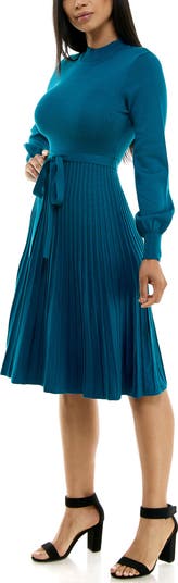 Tie Waist Fit & Flare Sweater Dress