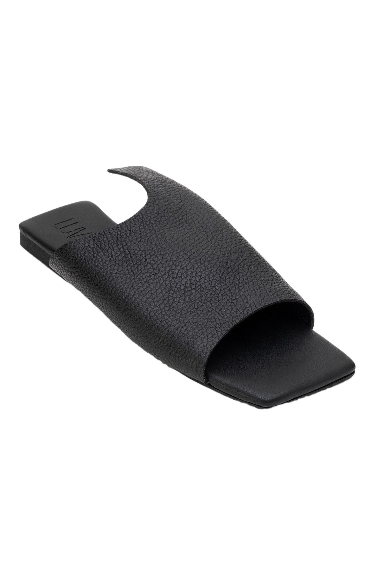 Forever & Always Shoes Orianna Leather Slide Sandal, Main, color, Black Leather