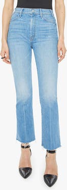 MOTHER The Hustler High Waist Fray Ankle Flare Jeans