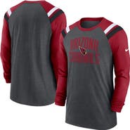 Nike Men's Nike Heathered Charcoal/Cardinal Arizona Cardinals Tri-Blend Raglan Athletic Long Sleeve Fashion T-Shirt
