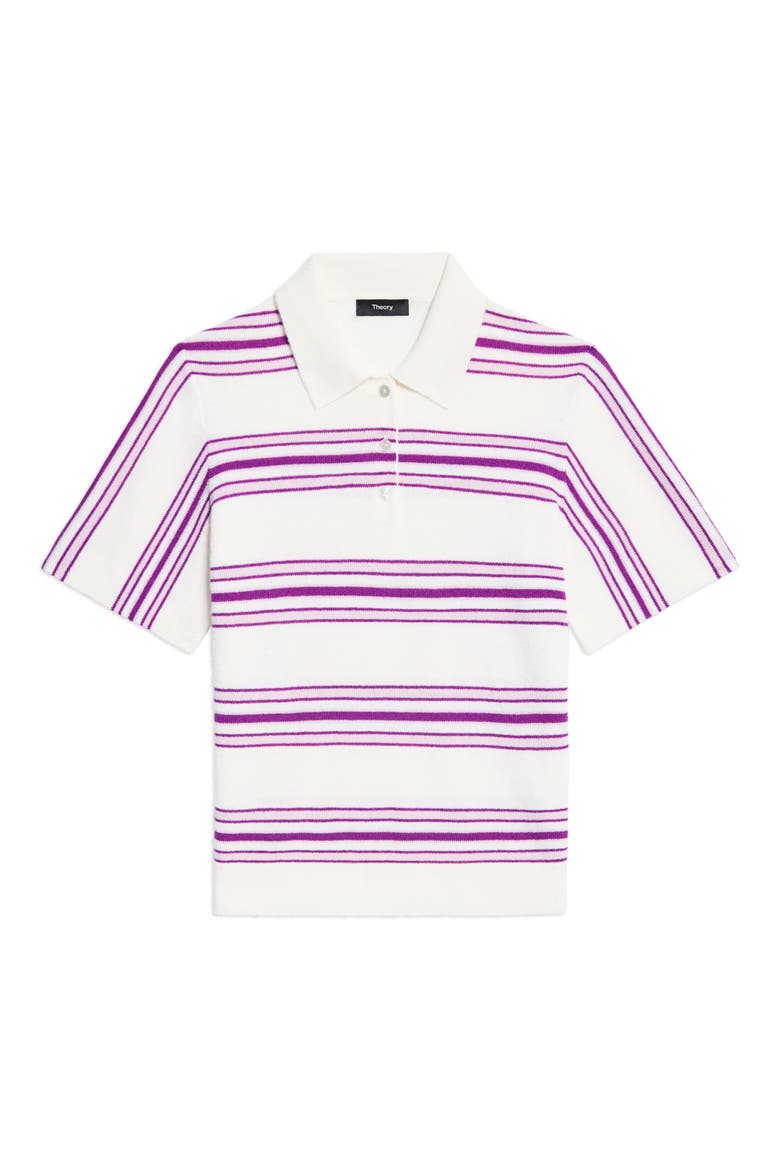 Stripe Cashmere Polo, Alternate, color, DEEP MAGENTA MULTI