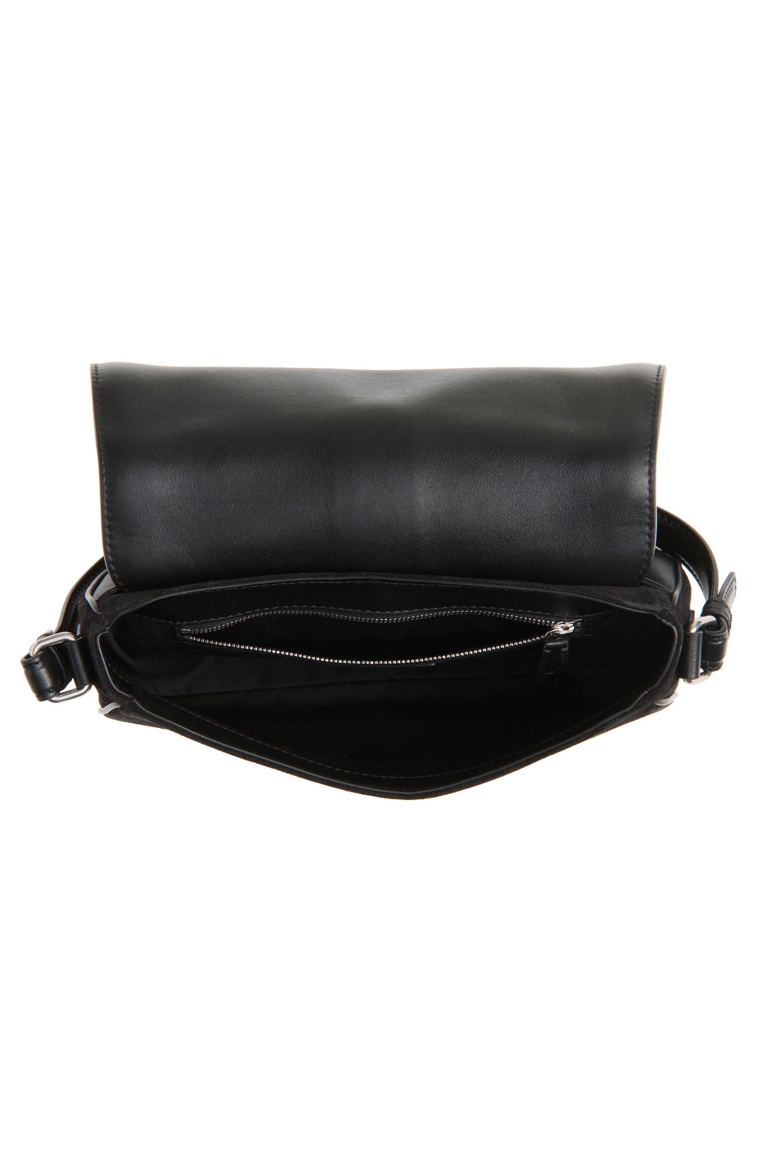 McQueen Mini T-Bar Shoulder Bag, Alternate, color, Black/ Silver