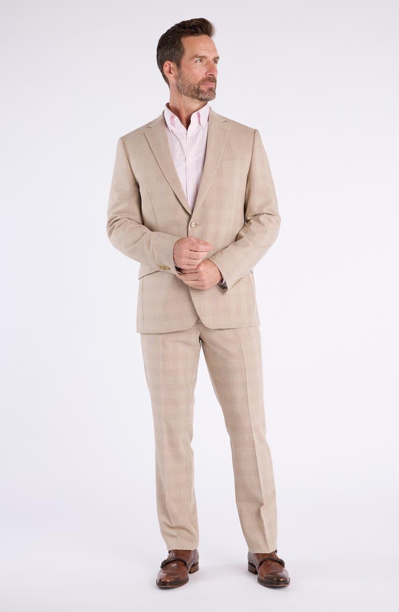 SAVILE ROW CO Hoxton Tan Plaid Stretch Suit, Alternate, color, Tan
