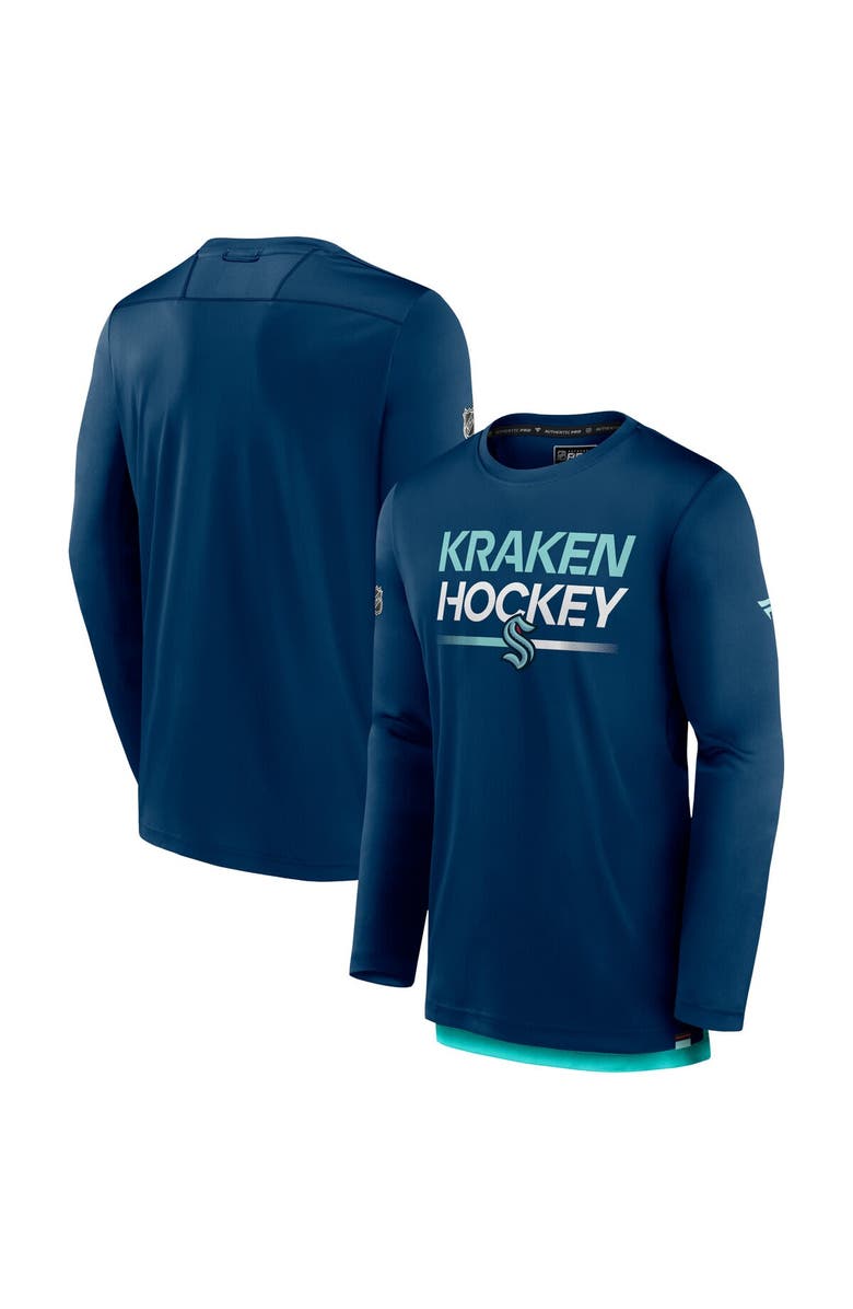 FANATICS Men's Fanatics Branded Deep Sea Blue Seattle Kraken Authentic Pro Long Sleeve T-Shirt, Main, color, Navy