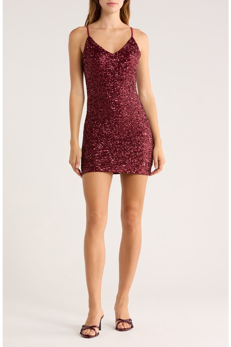 Sequin Minidress, Main, color, BURGUNDY SEQUINS