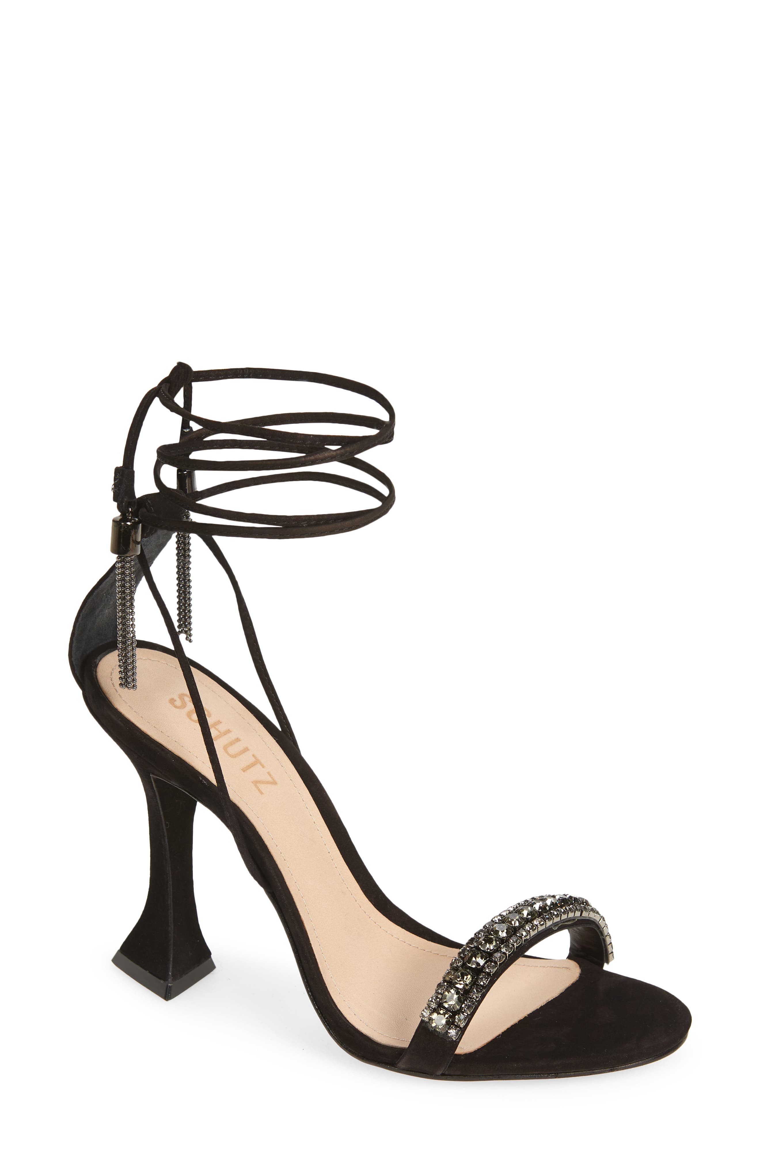 Schutz Bellin Crystal Detail Ankle Wrap Sandal, Main, color, 
