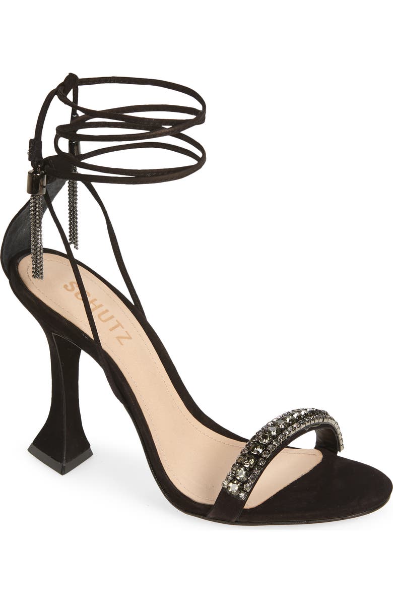 Schutz Bellin Crystal Detail Ankle Wrap Sandal, Main, color,