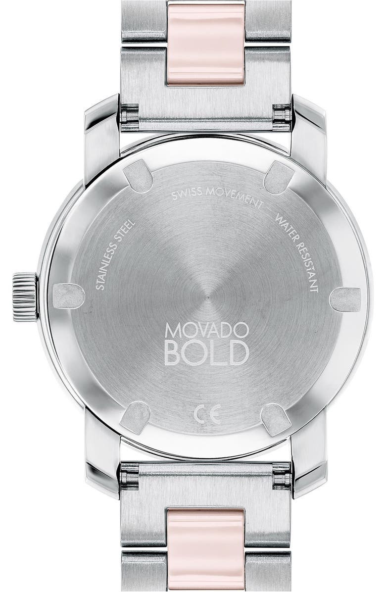 Movado Bold Iconic Mixed Material Bracelet Watch, 36mm, Alternate, color,