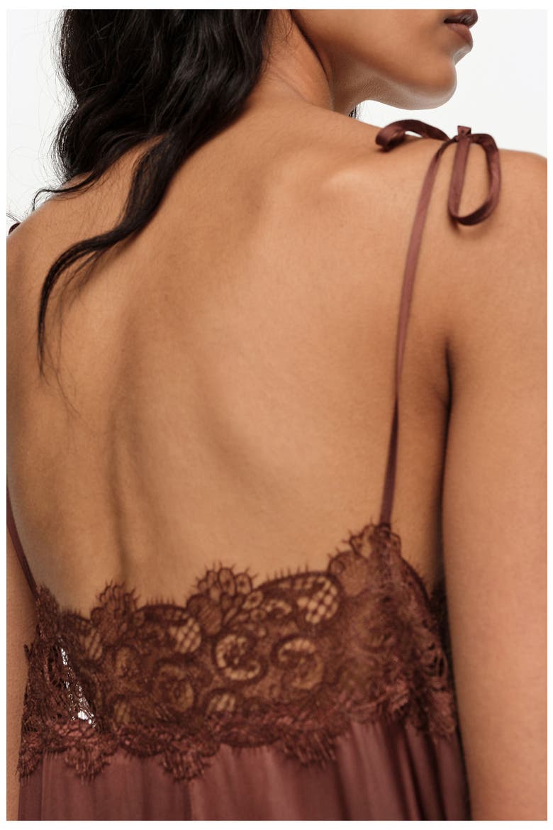 Lace Fluid Dress, Alternate, color, BROWN