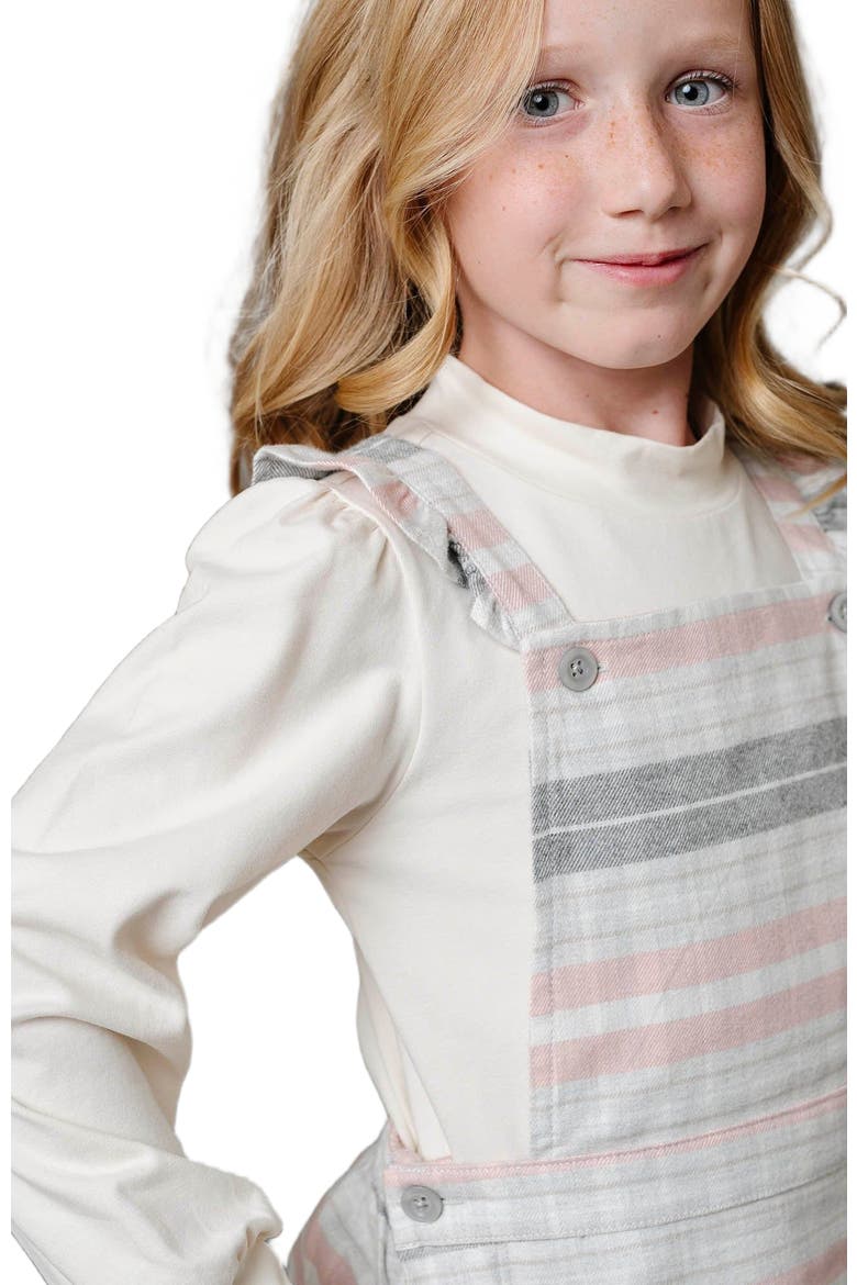 Girls' Organic Ruffle Strap Skirtall, Toddler, Alternate, color, Gray and Rose Plaid