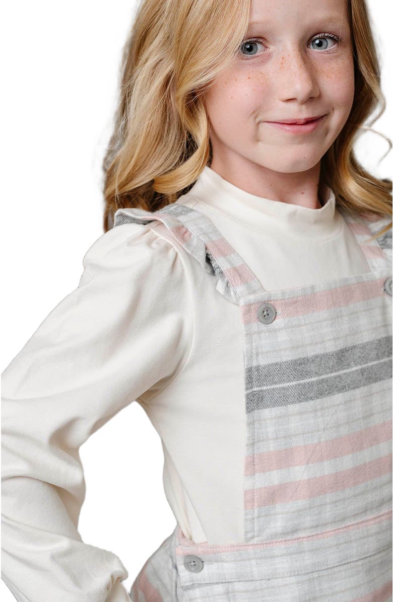 Hope & Henry Girls' Organic Ruffle Strap Skirtall, Toddler, Alternate, color, Gray And Rose Plaid