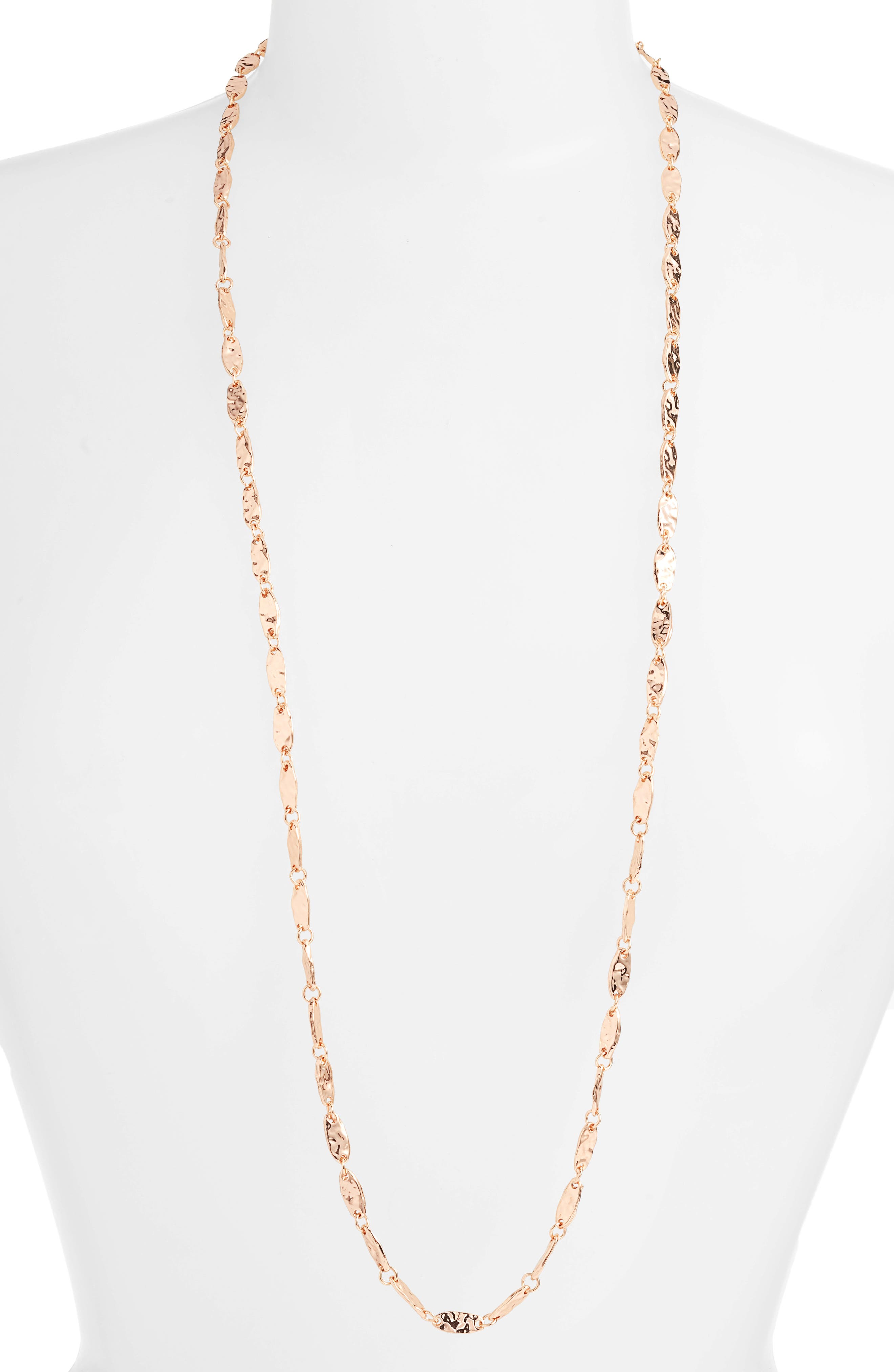 Karine Sultan Long Chain Necklace in Rose Gold 