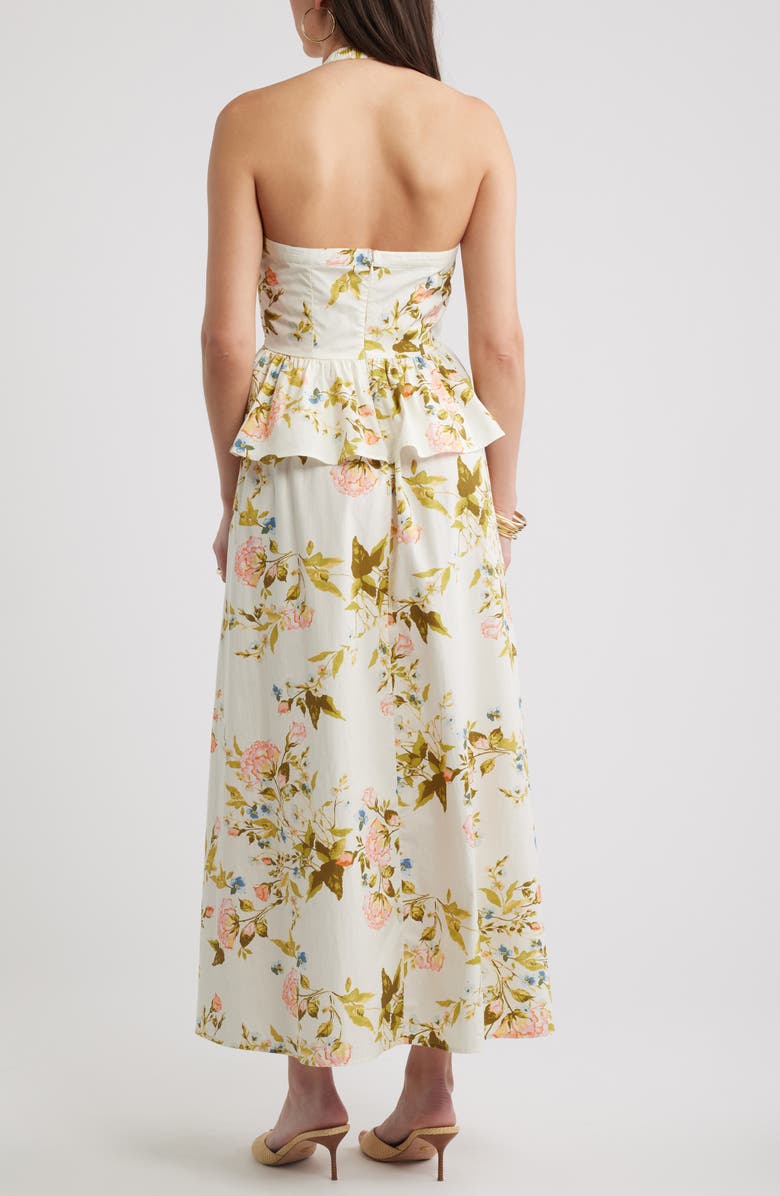 Chelsea28 Peplum Halter Dress, Alternate, color, Teal Reese Floral