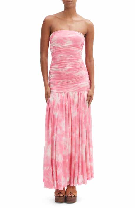 Bardot Solana Blurred Floral Drop Waist Mesh Maxi Dress