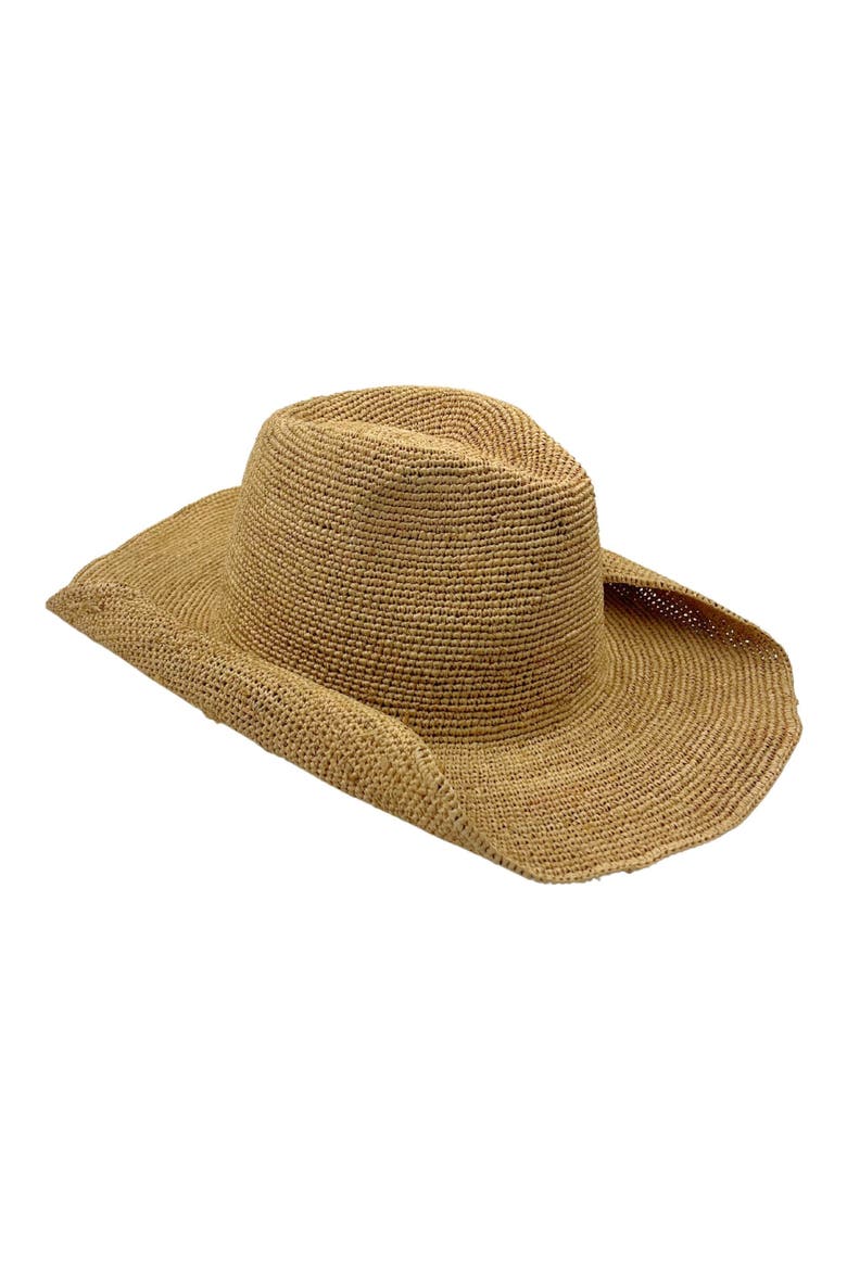 Packable Raffia Straw Cowboy Hat, Main, color, NATURAL