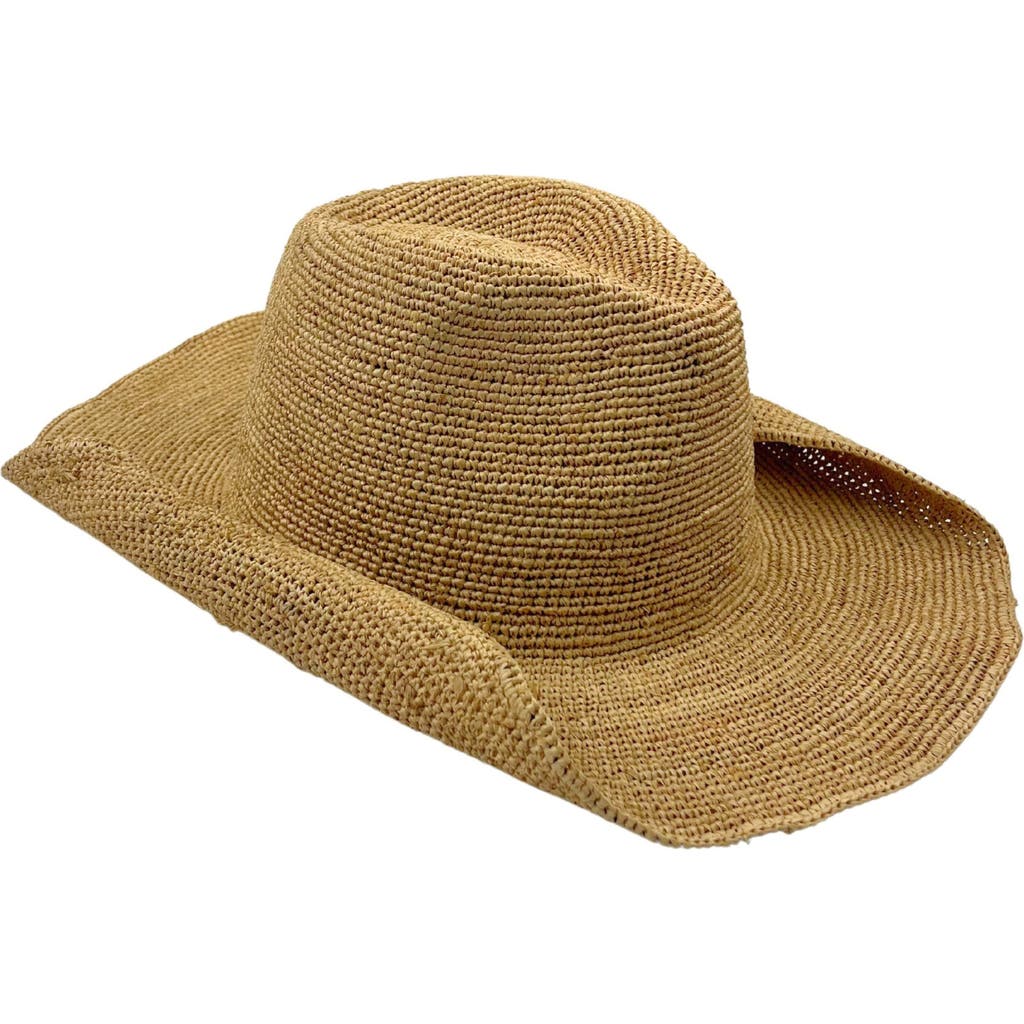 MARCUS ADLER Packable Raffia Straw Cowboy Hat in Natural at Nordstrom Rack