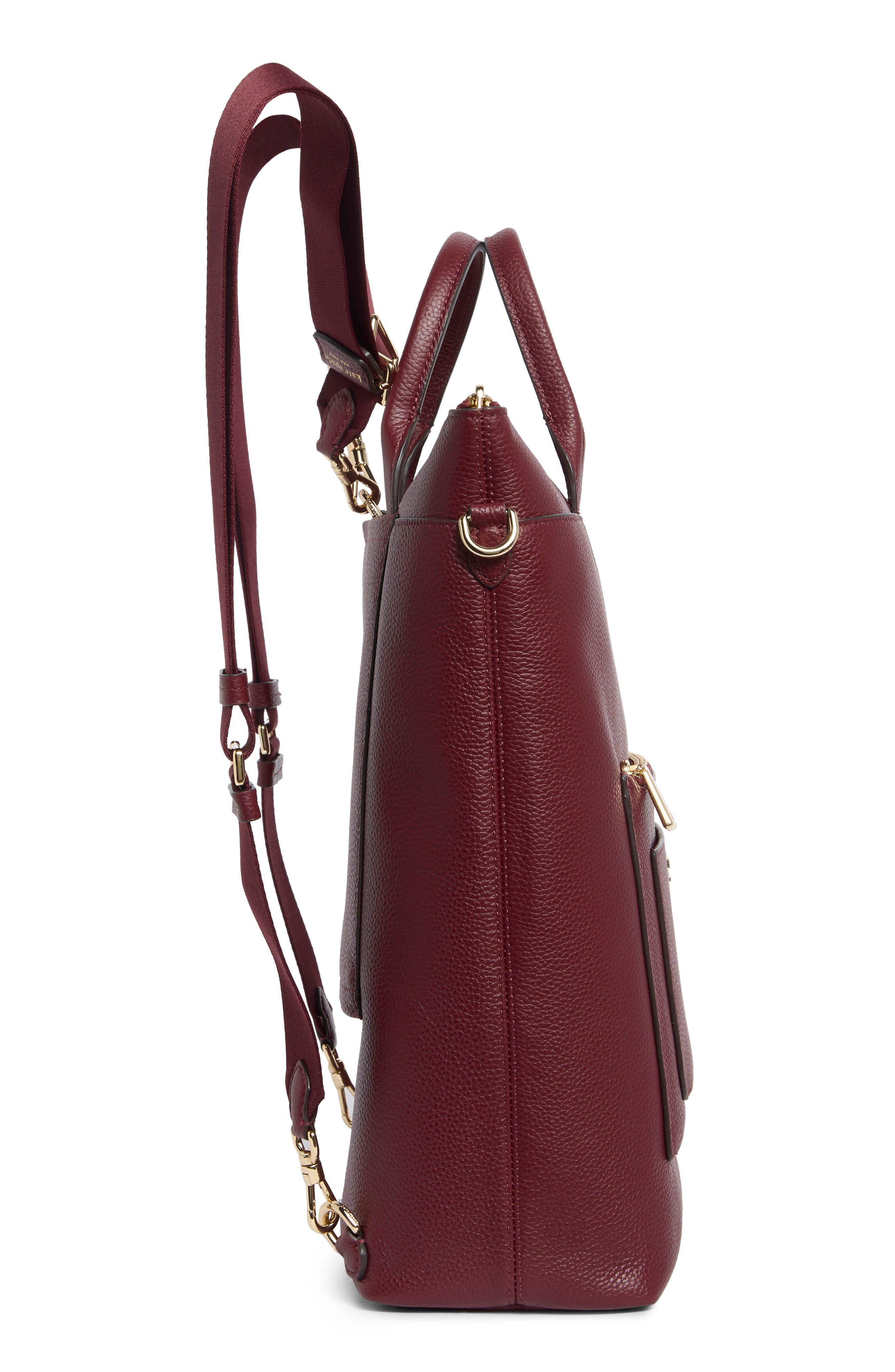 Walker Pebbled Leather Convertible Backpack, Alternate, color, CHERRY JUICE