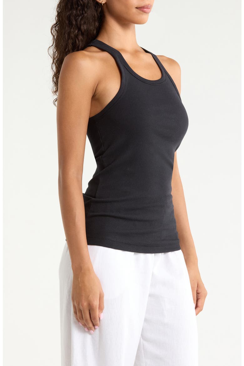 Surfside Stretch Organic Cotton Rib Tank, Alternate, color, BLACK