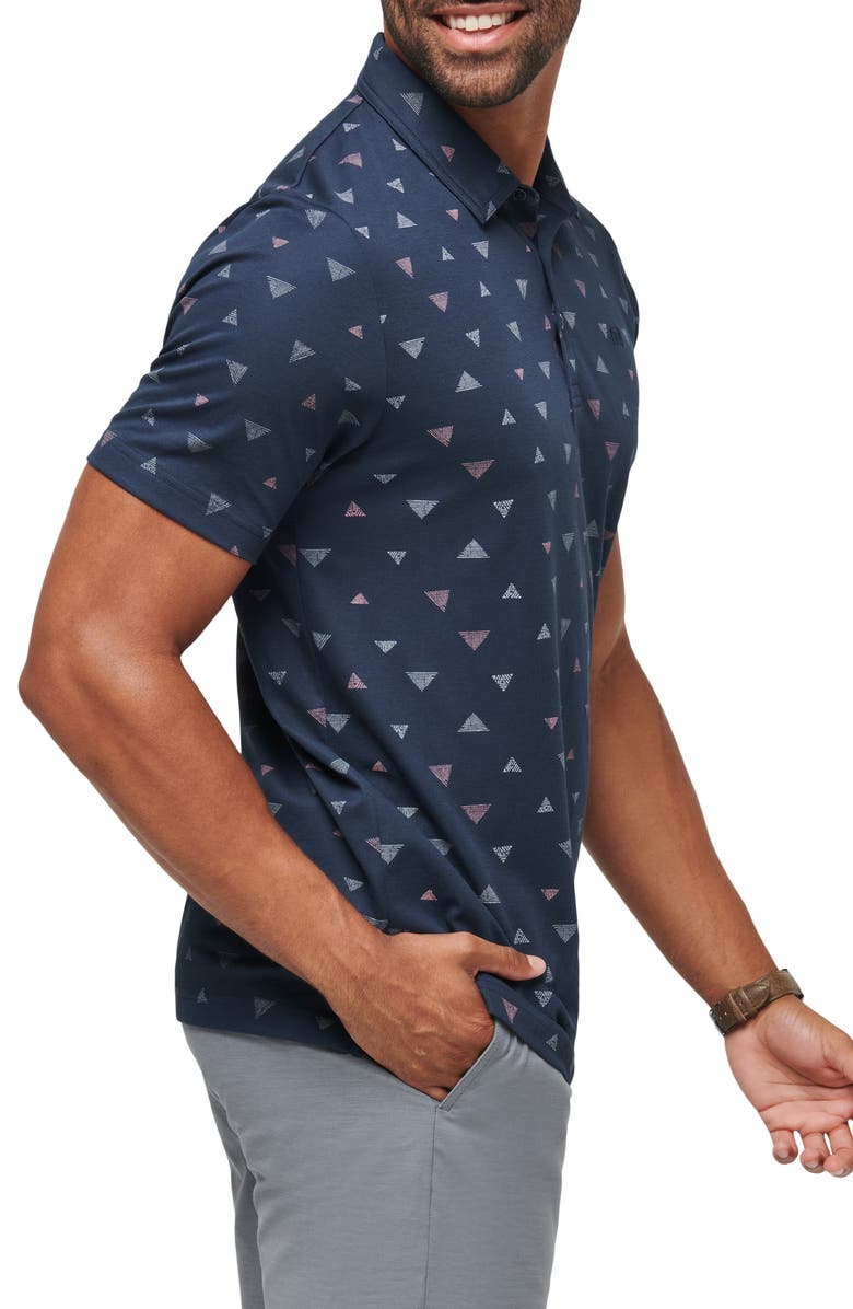 TravisMathew Home Break Geo Print Piqué Polo, Alternate, color, Total Eclipse