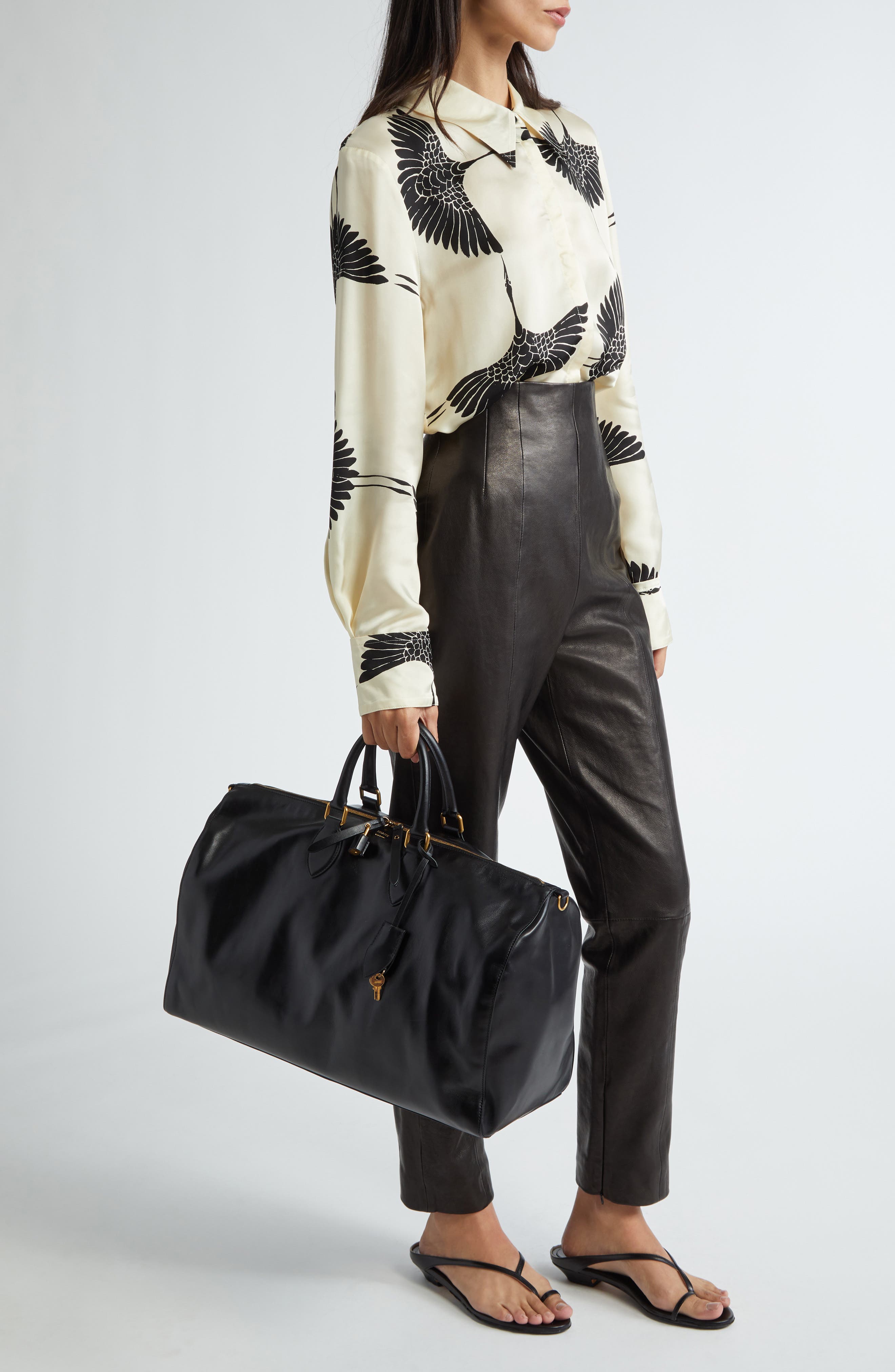 Khaite Pierre Weekender Leather Duffle Bag, Alternate, color, 