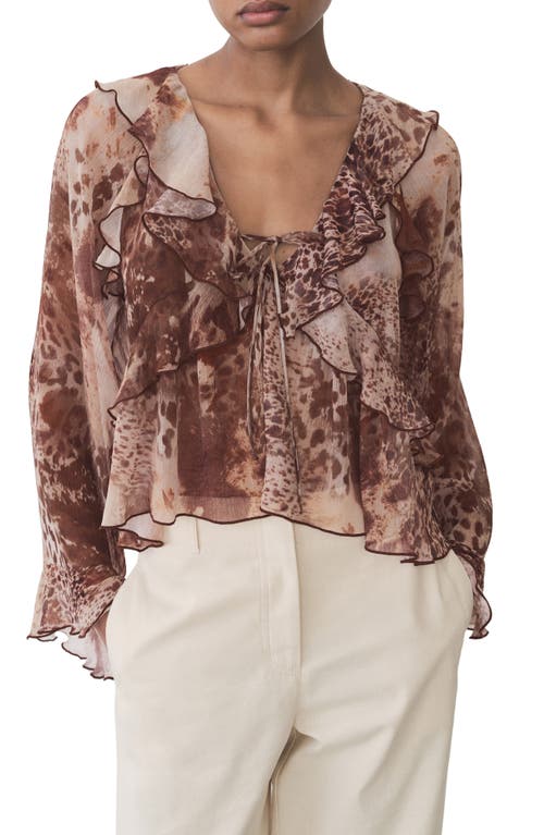 Mango Print Ruffle Top