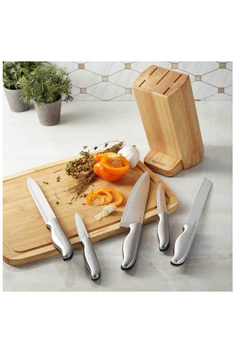 Dina Entity 6-Piece Knife Block, Alternate, color, SILVER