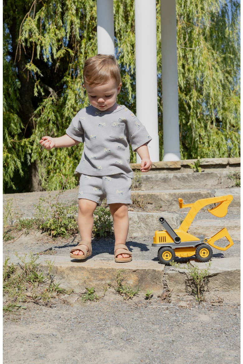 Digger Print T-Shirt & Shorts Set, Alternate, color, MEDIUM GREY