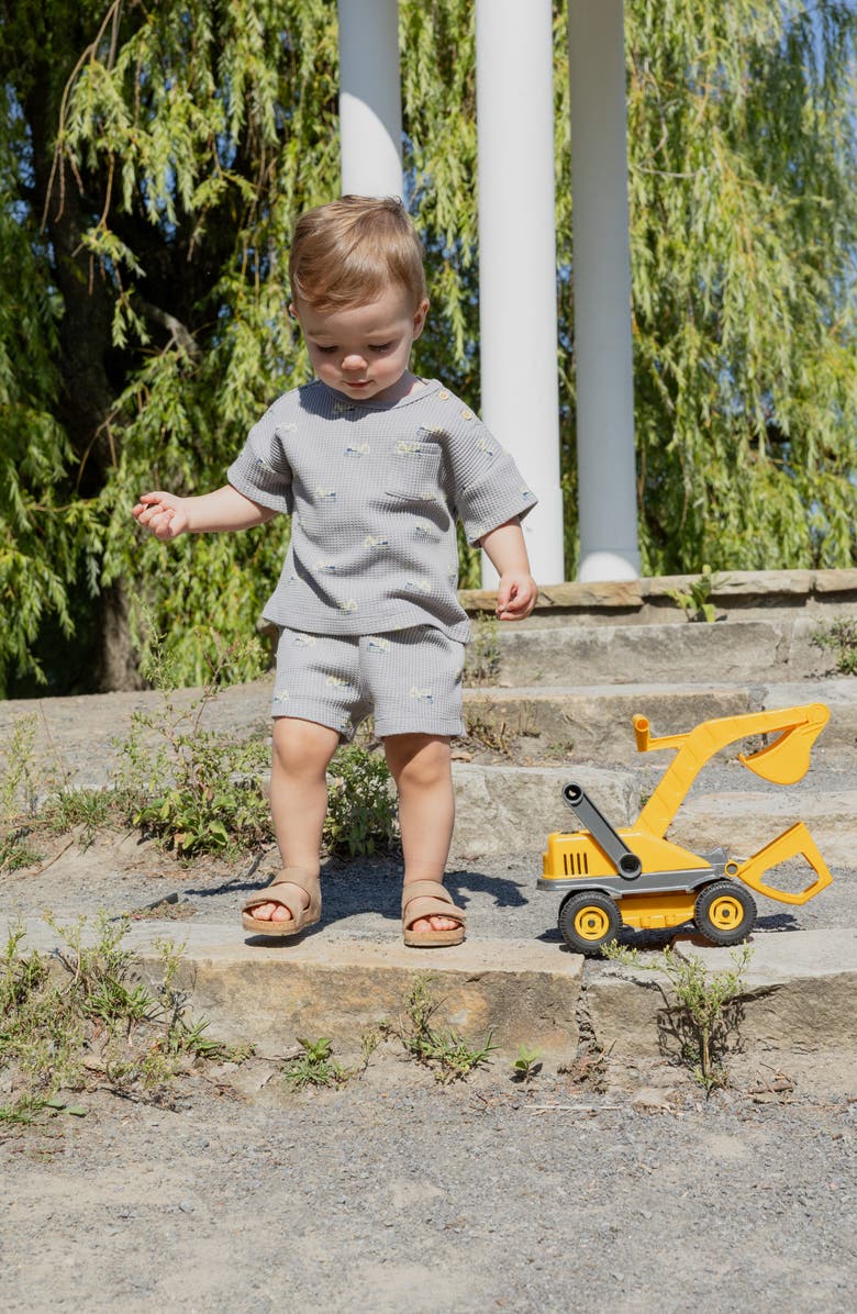 Petit Lem Digger Print T-Shirt & Shorts Set, Alternate, color, Medium Grey