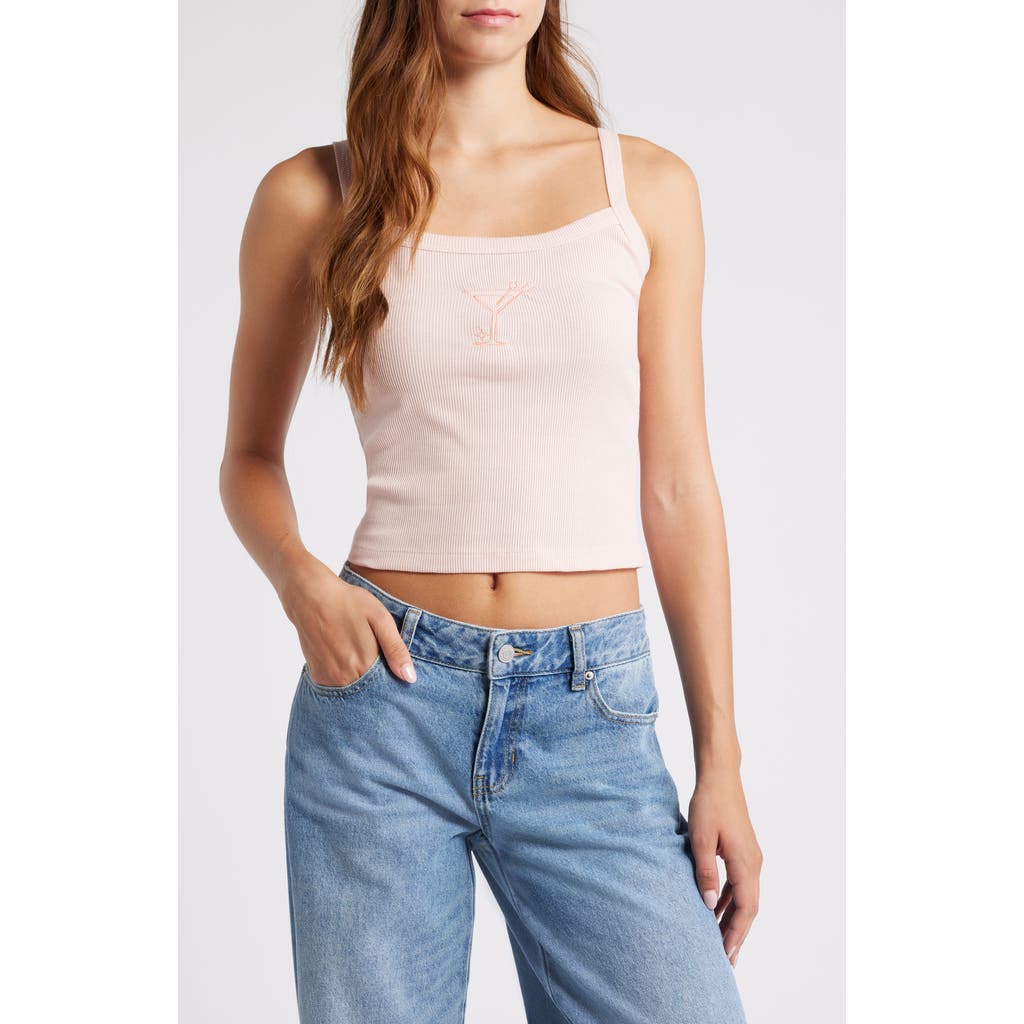GOLDEN HOUR Pink Martini Embroidered Cotton Rib Camisole in Washed Lotus