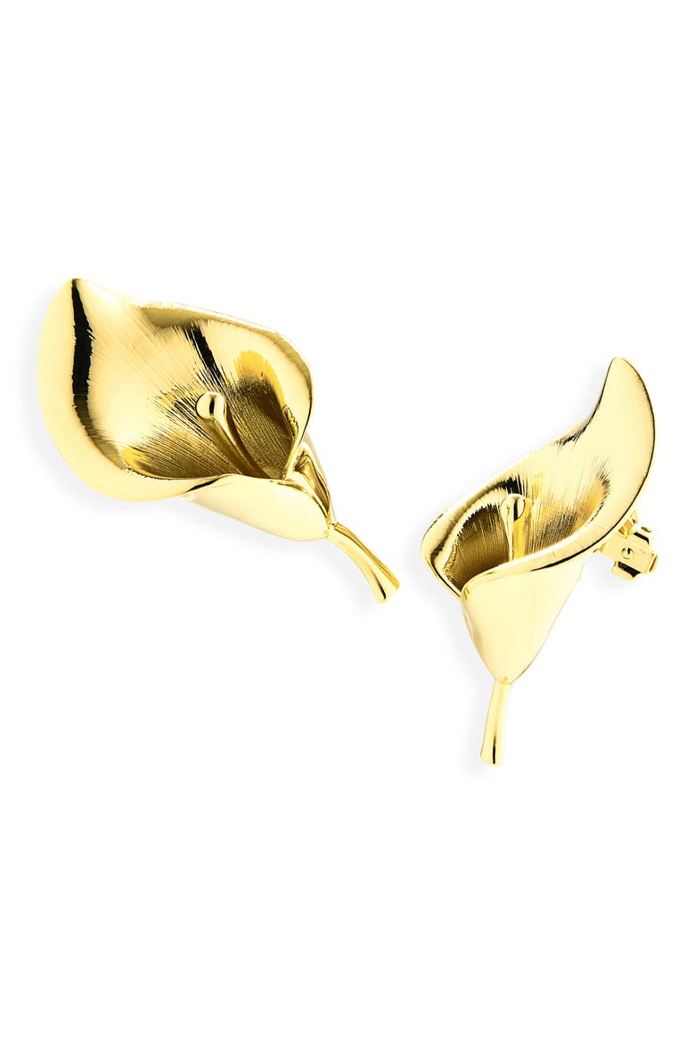 Calla Lily Clip-On Earrings, Main, color, GOLD