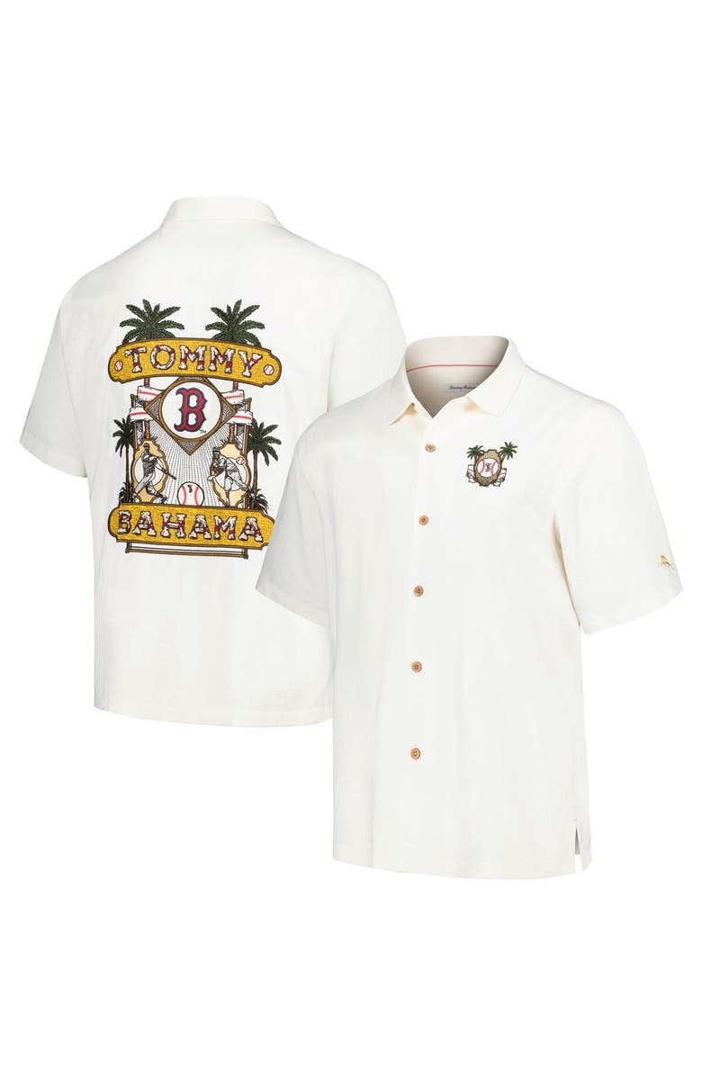 Tommy Bahama Men's Tommy Bahama White Boston Red Sox Pitcher's Paradiso Button-Up Camp Shirt, Main, color, White