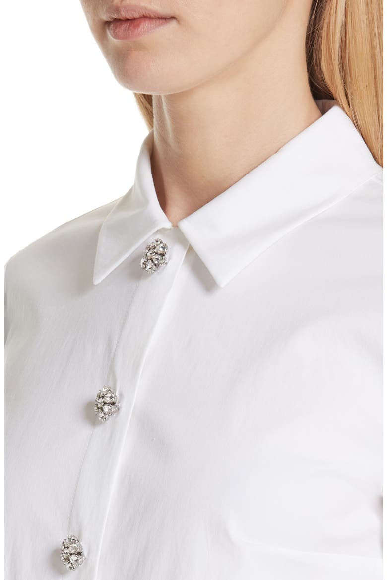 Ruffle Cuff Jeweled Button Blouse, Alternate, color, OPTIC WHITE