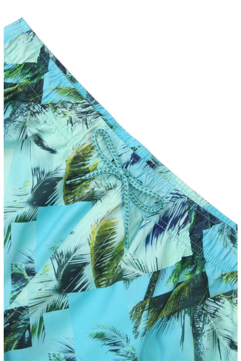 All-Day Comfort Mesh-Lined Swim Trunks, Alternate, color, Geometry palm