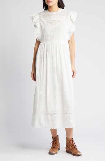 The Trellis Lace & Ruffle Midi Dress