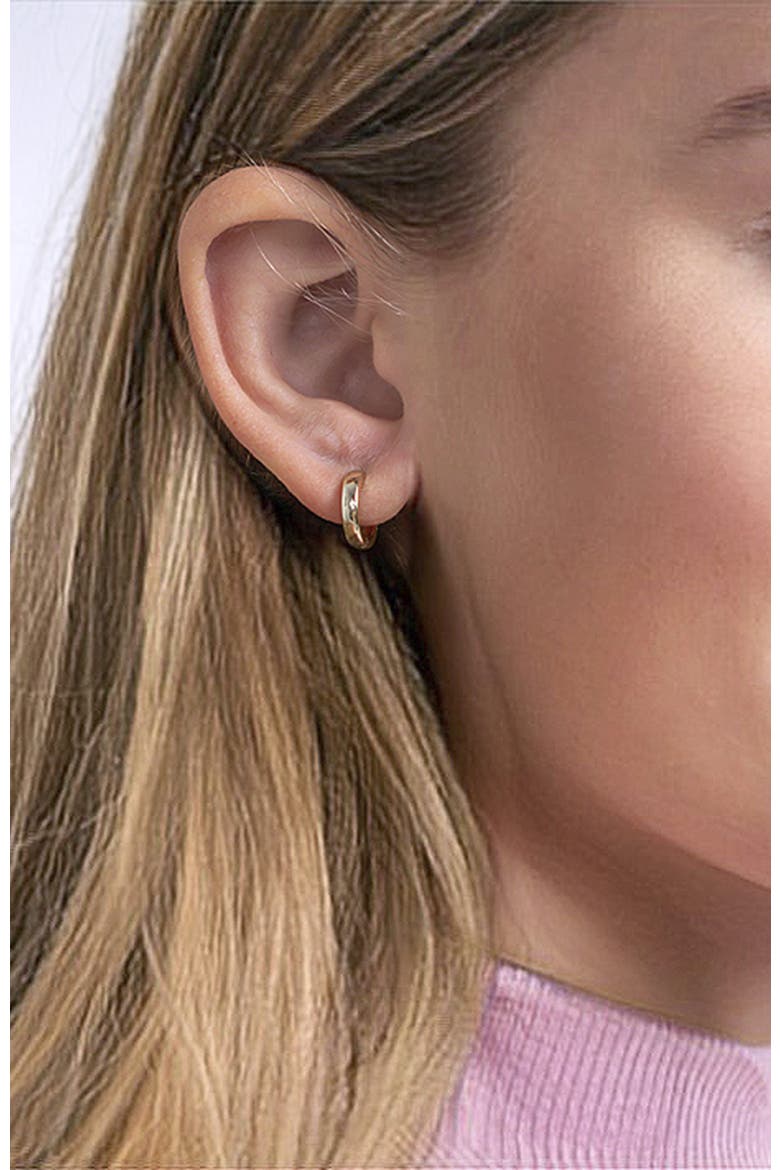 Rounded Classic Gold Plated Huggie Hoops, Alternate, color, Gold
