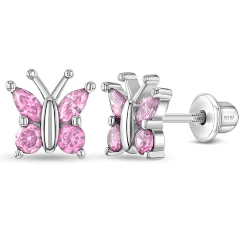 In Season Jewelry Dainty Cubic Zirconia Butterfly Earrings in Pink at Nordstrom