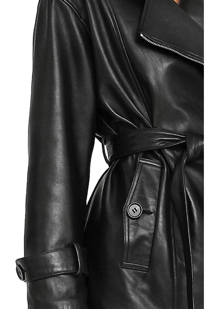 BFF Belted Leather Jacket, Alternate, color, BLACK