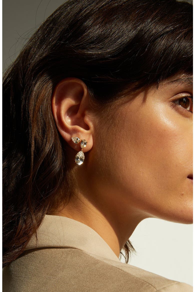 Lab Grown Sapphire Pear Drop Earrings, Alternate, color, Yellow Vermeil