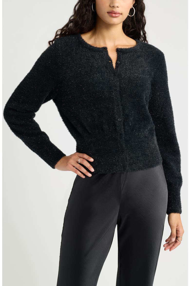 Tinsel Cardigan, Main, color, BLACK