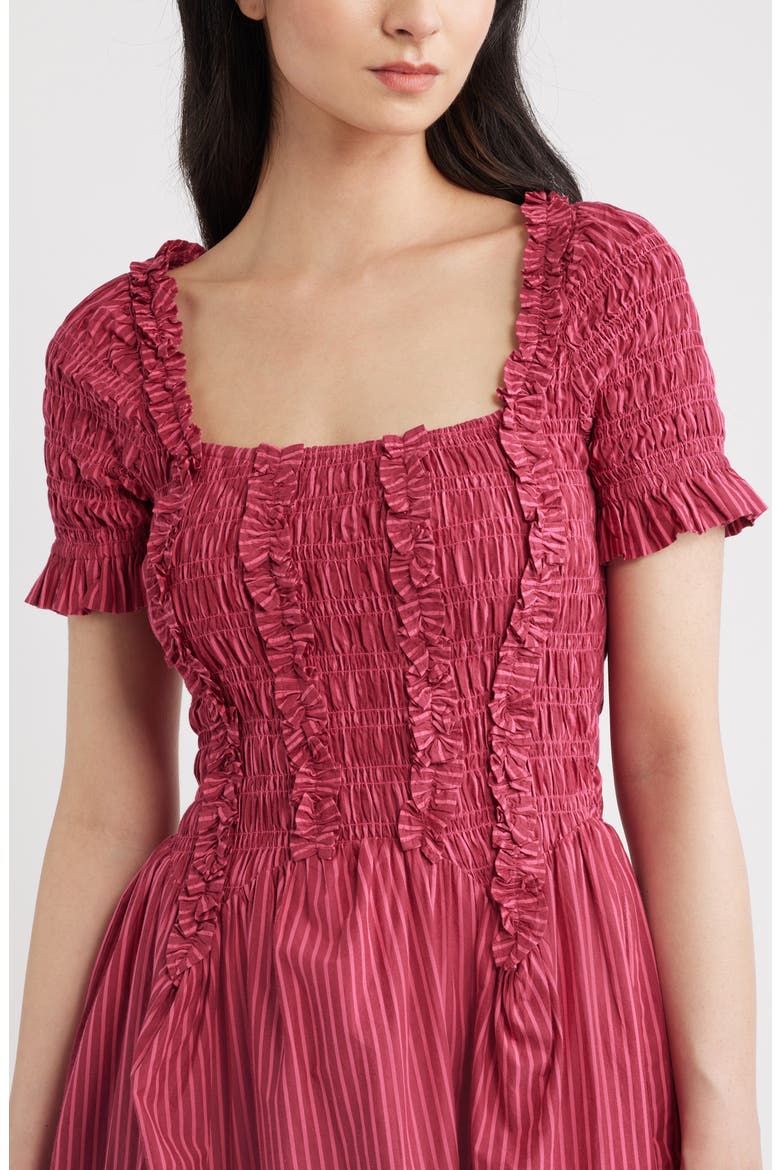 Raphaela Ruffle Midi Dress, Alternate, color, BERRY