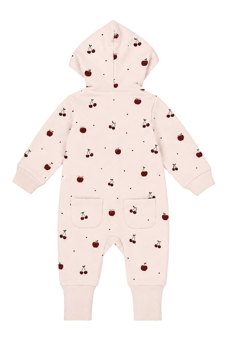 Hooded Zip Romper, Alternate, color, CHERRY APPLE