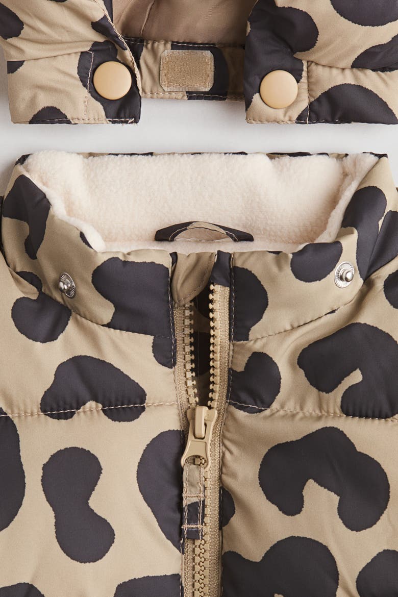 Water-repellent Puffer Jacket, Alternate, color, Beige/leopard print