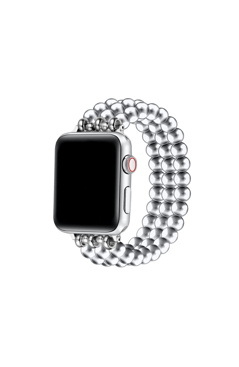 Posh Tech Nova Stainless Steel Beaded Band for Apple Watch, Main, color, Silver