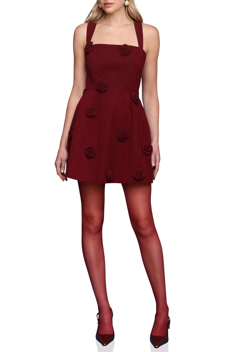 Rosette Appliqué Minidress, Main, color, MERLOT